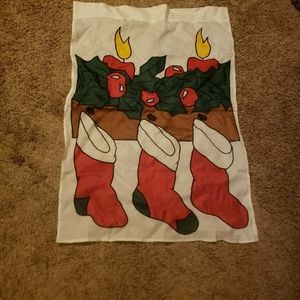 Vintage  Christmas embroidered Yard flag